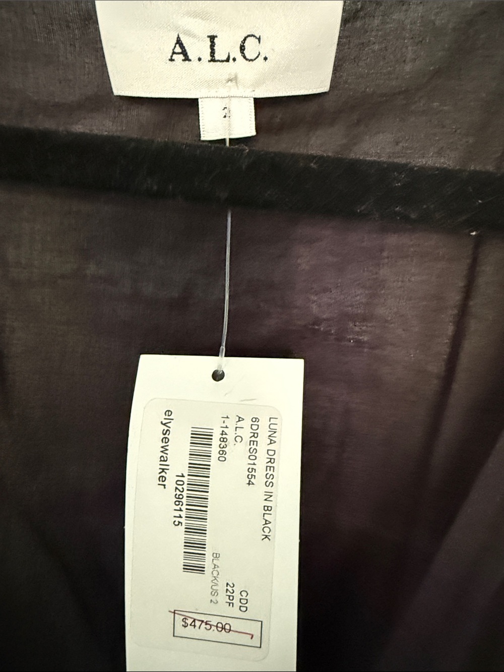 A.L.C. Black V-Neck Pleated Mini Dress - Picture 3 of 5